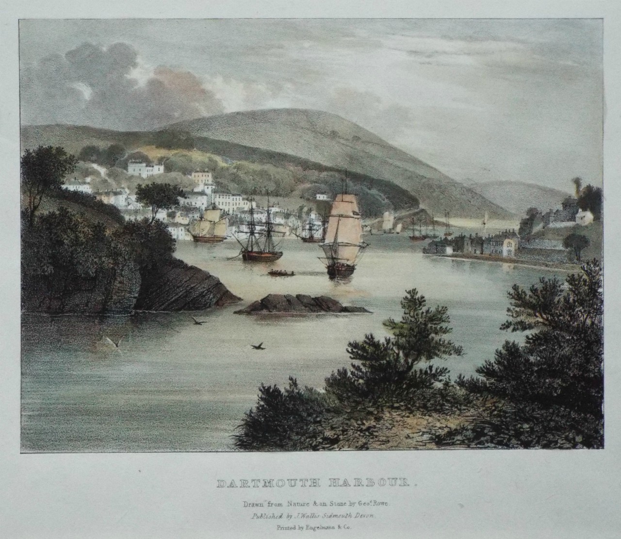 Lithograph - Dartmouth Harbour. - Rowe